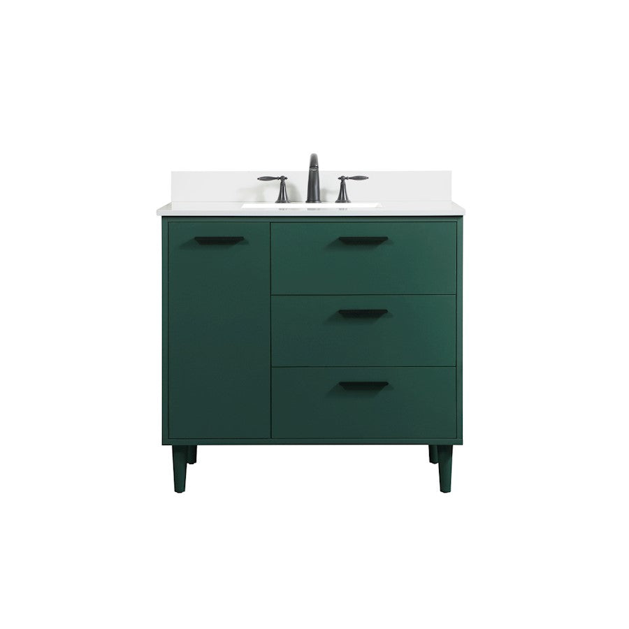 Elegant Baldwin 36" Bathroom Vanity, Green/Backsplash - VF47036MGN-BS