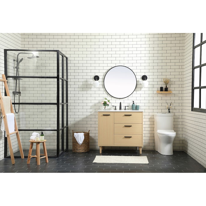 Elegant Baldwin 36" Bathroom Vanity, Green/Backsplash