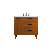 Elegant Kitchen/Bath Baldwin 36" Bathroom Vanity, Teak - VF47036MTK
