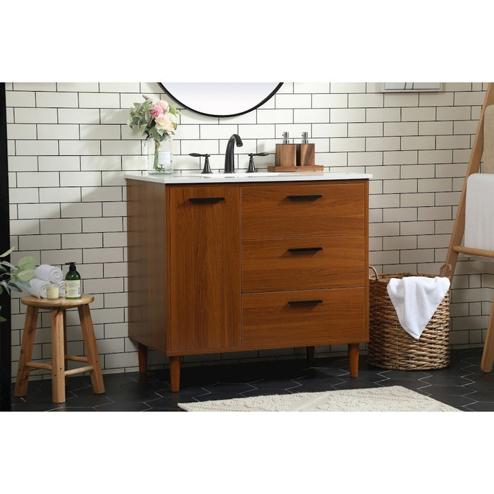 Elegant Kitchen/Bath Baldwin 36" Bathroom Vanity, Teak