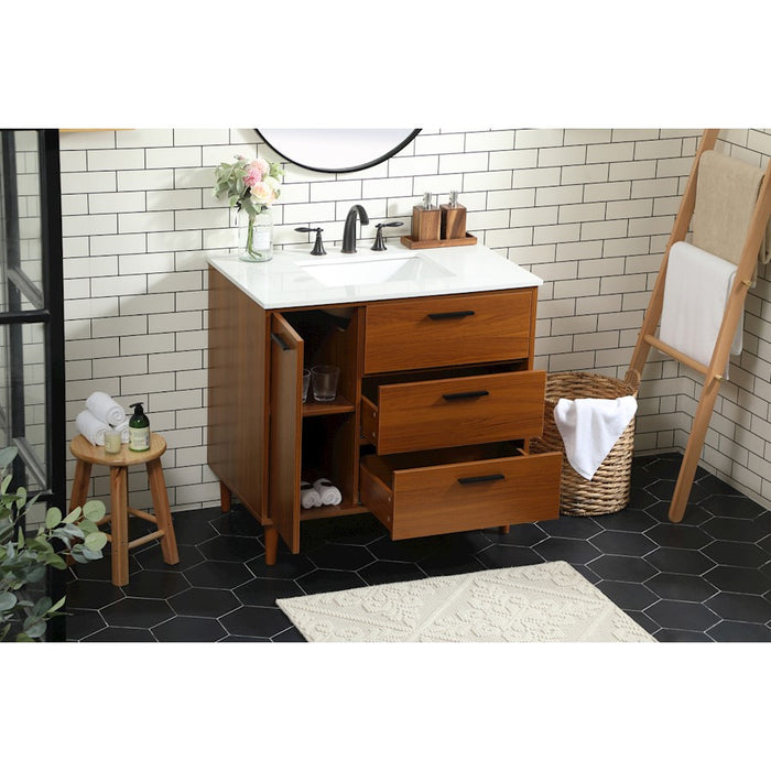 Elegant Kitchen/Bath Baldwin 36" Bathroom Vanity, Teak