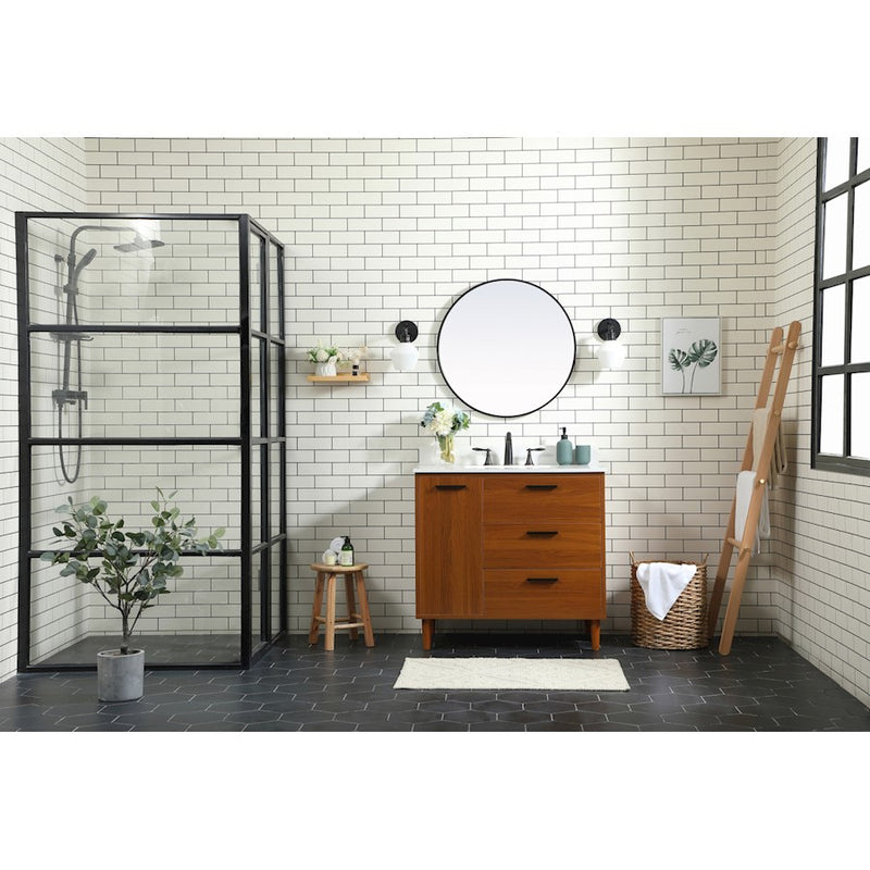 Elegant Kitchen/Bath Baldwin 36" Bathroom Vanity, Teak