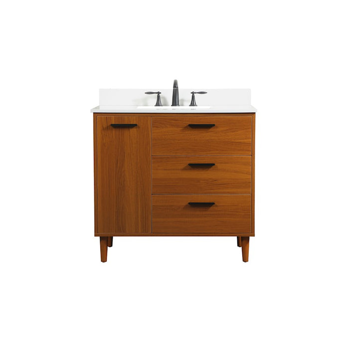 Elegant Baldwin 36" Bathroom Vanity, Teak/Backsplash - VF47036MTK-BS