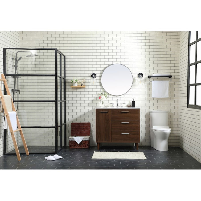 Elegant Baldwin 36" Bathroom Vanity, Teak/Backsplash