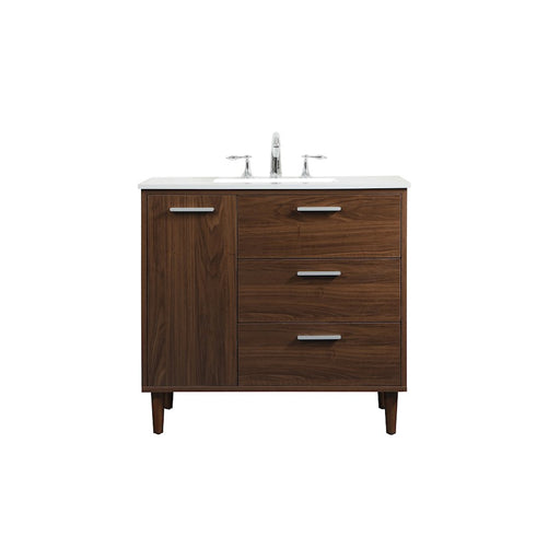 Elegant Kitchen/Bath Baldwin 36" Bathroom Vanity, Walnut - VF47036MWT