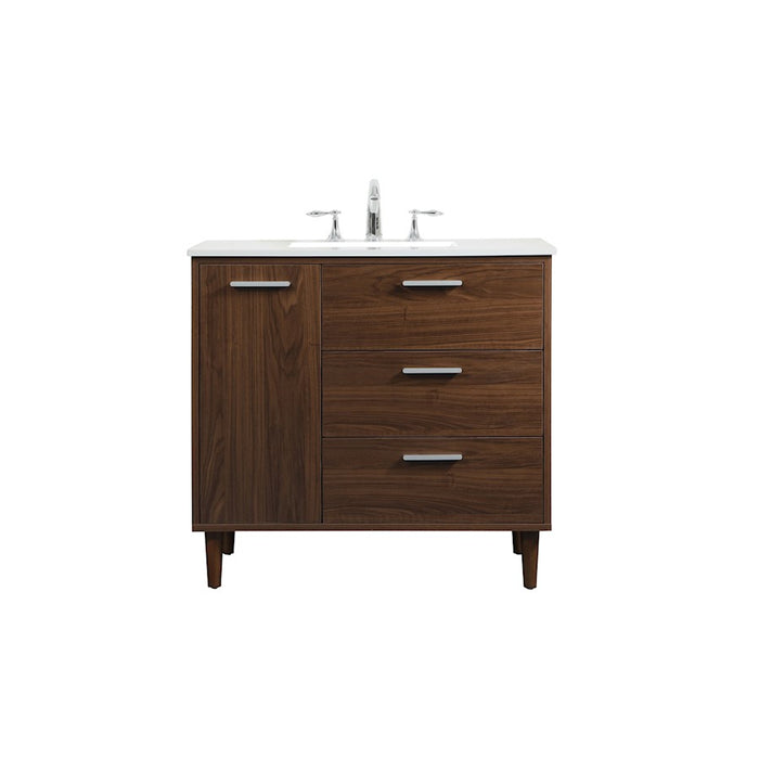 Elegant Kitchen/Bath Baldwin 36" Bathroom Vanity, Walnut - VF47036MWT