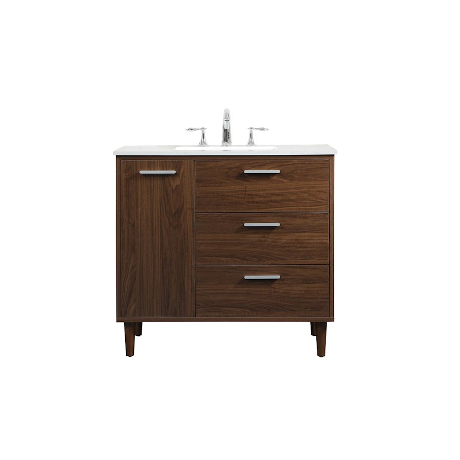 Elegant Kitchen/Bath Baldwin 36" Bathroom Vanity, Walnut - VF47036MWT