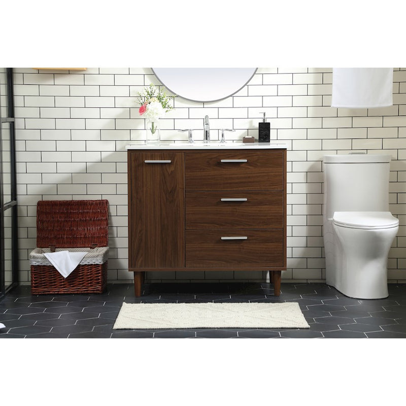 Elegant Kitchen/Bath Baldwin 36" Bathroom Vanity, Walnut