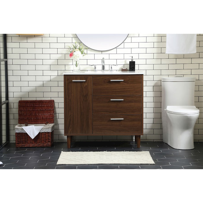 Elegant Kitchen/Bath Baldwin 36" Bathroom Vanity, Walnut