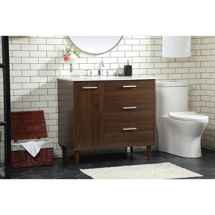 Elegant Kitchen/Bath Baldwin 36" Bathroom Vanity, Walnut