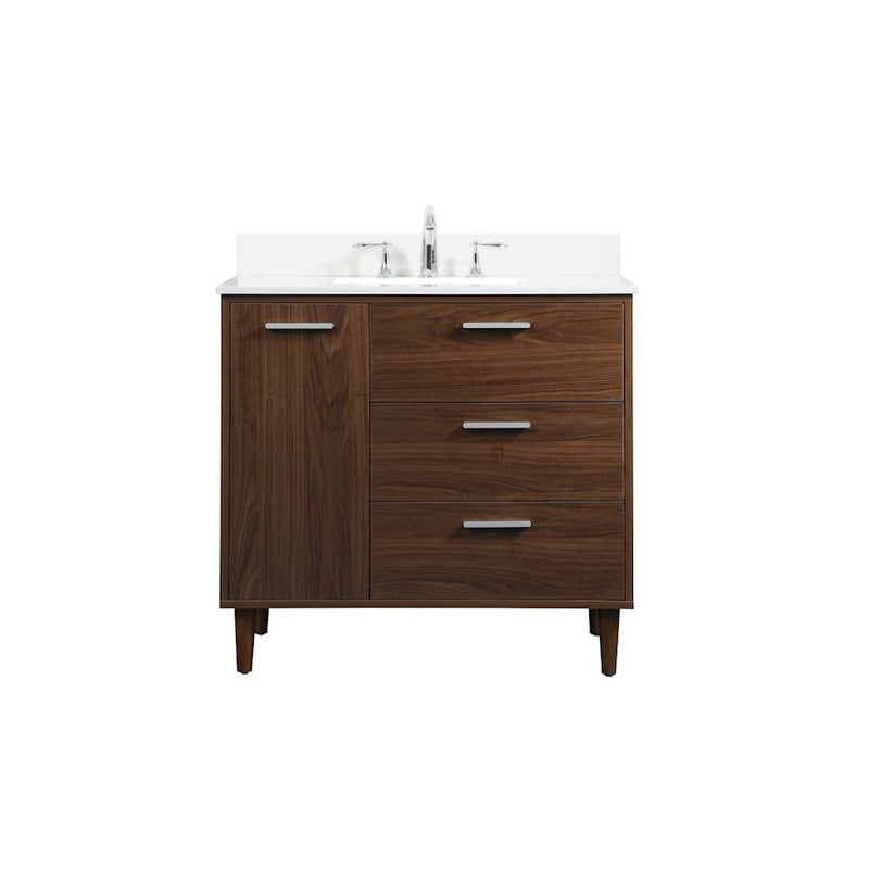 Elegant Baldwin 36" Bathroom Vanity, Walnut/Backsplash - VF47036MWT-BS