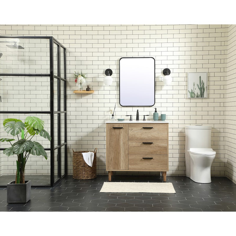 Elegant Baldwin 36" Bathroom Vanity, Walnut/Backsplash