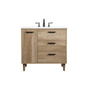 Elegant Kitchen/Bath Baldwin 36" Single Bathroom Vanity, Natural Oak - VF47036NT
