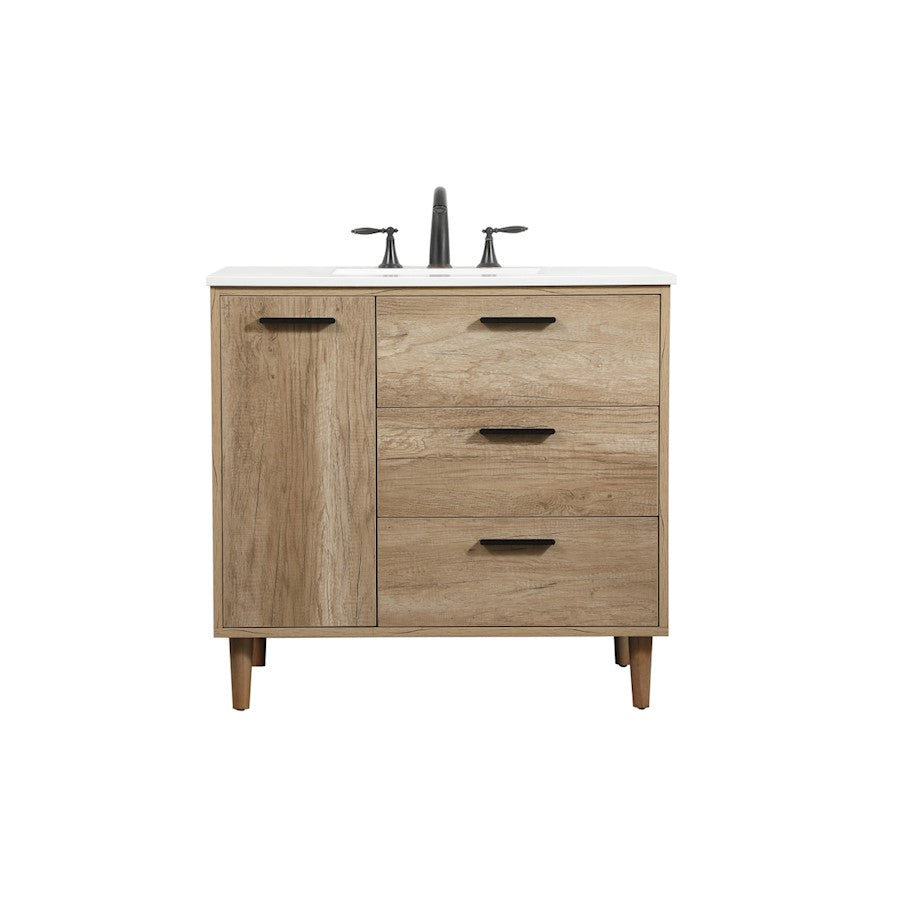 Elegant Kitchen/Bath Baldwin 36" Single Bathroom Vanity, Natural Oak - VF47036NT