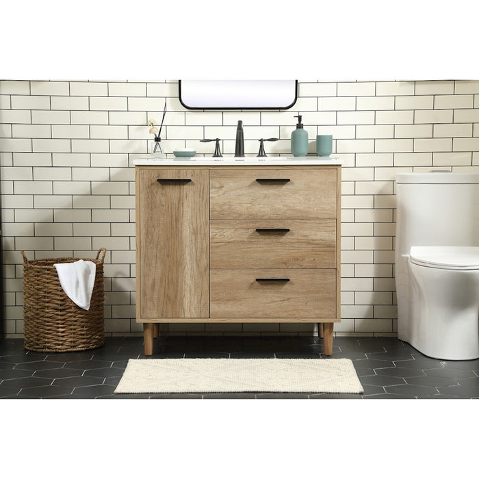 Elegant Kitchen/Bath Baldwin 36" Single Bathroom Vanity, Natural Oak