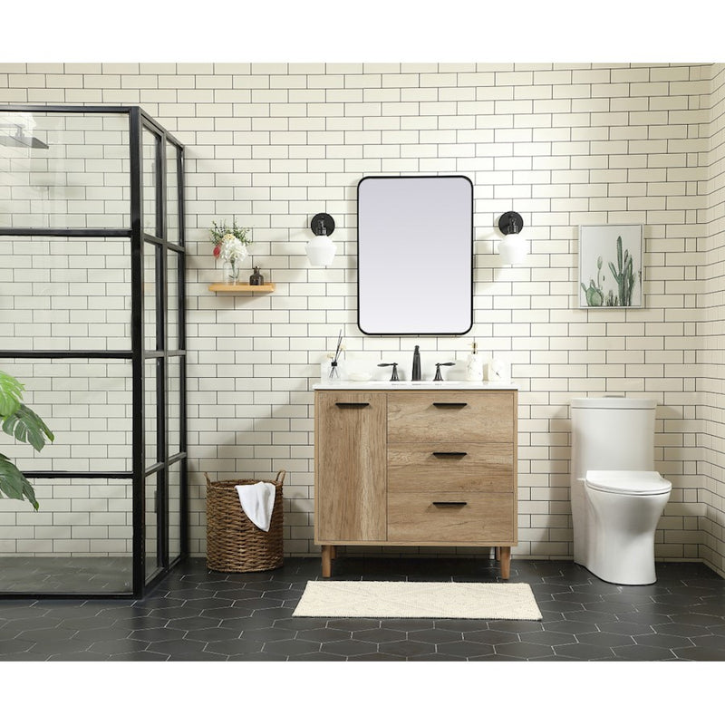 Elegant Kitchen/Bath Baldwin 36" Single Bathroom Vanity, Natural Oak