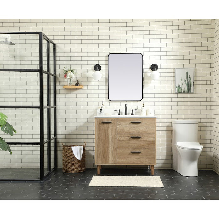 Elegant Kitchen/Bath Baldwin 36" Single Bathroom Vanity, Natural Oak