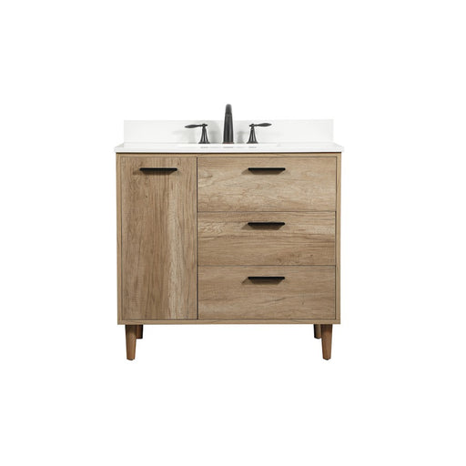 Elegant Baldwin 36" Single Vanity, Natural Oak/Backsplash - VF47036NT-BS