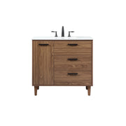 Elegant Baldwin 36" Single Bathroom Vanity, Walnut Brown - VF47036WB