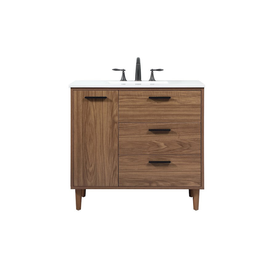Elegant Baldwin 36" Single Bathroom Vanity, Walnut Brown - VF47036WB