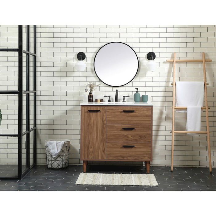 Elegant Baldwin 36" Single Bathroom Vanity, Walnut Brown