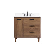 Elegant Baldwin 36" Single Vanity, Walnut Brown/Backsplash - VF47036WB-BS