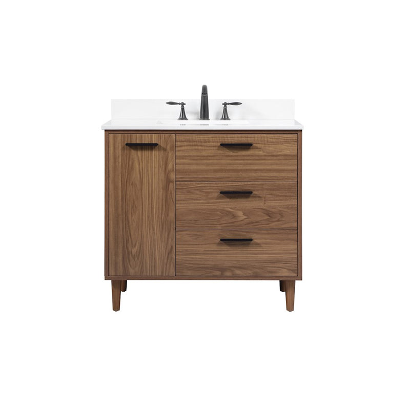 Elegant Baldwin 36" Single Vanity, Walnut Brown/Backsplash - VF47036WB-BS