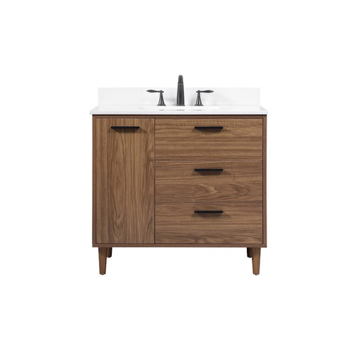 Elegant Baldwin 36" Single Vanity, Walnut Brown/Backsplash - VF47036WB-BS