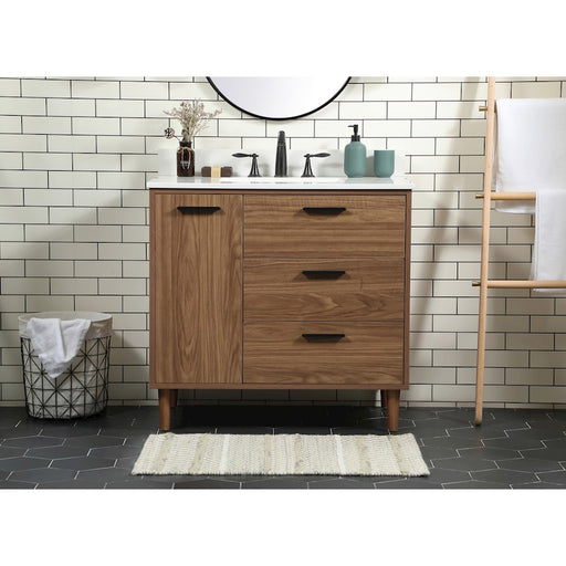 Elegant Baldwin 36" Single Vanity, Walnut Brown/Backsplash