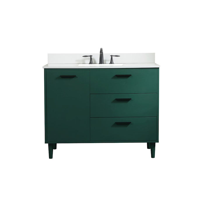 Elegant Baldwin 42" Bathroom Vanity, Green/Backsplash - VF47042MGN-BS