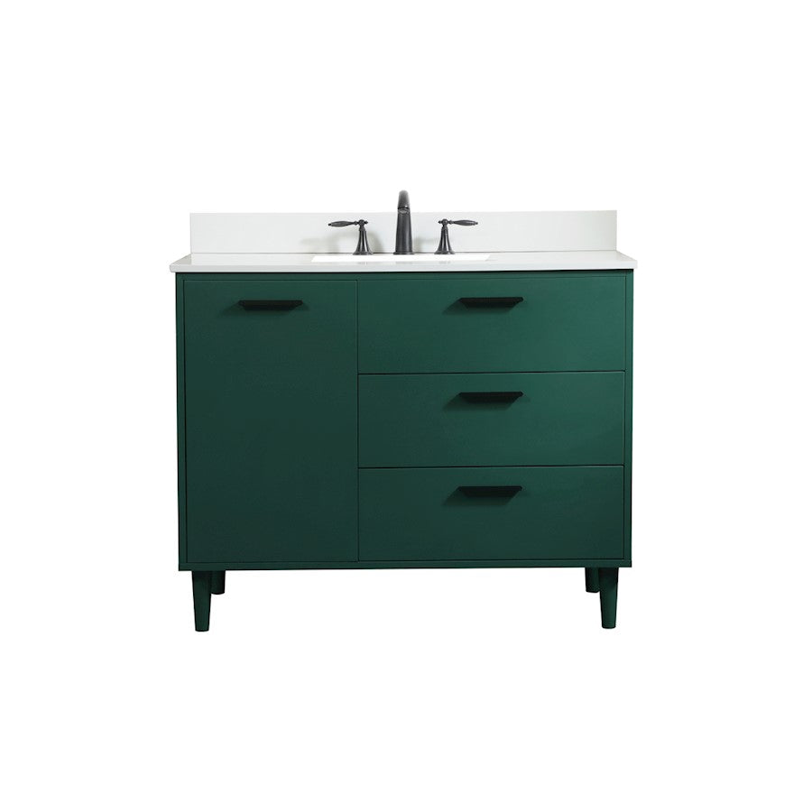 Elegant Baldwin 42" Bathroom Vanity, Green/Backsplash - VF47042MGN-BS
