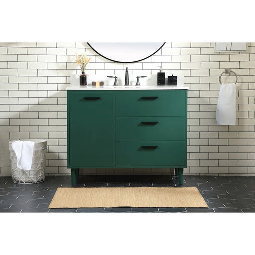 Elegant Baldwin 42" Bathroom Vanity, Green/Backsplash