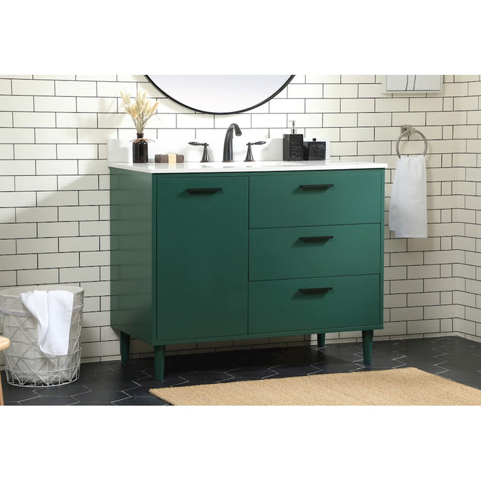 Elegant Baldwin 42" Bathroom Vanity, Green/Backsplash