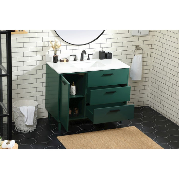 Elegant Baldwin 42" Bathroom Vanity, Green/Backsplash