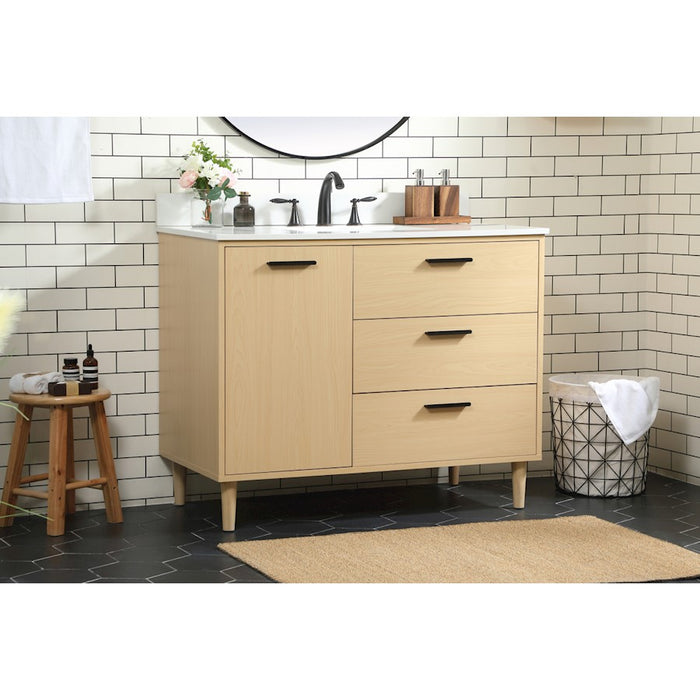 Elegant Baldwin 42" Bathroom Vanity, Maple/Backsplash