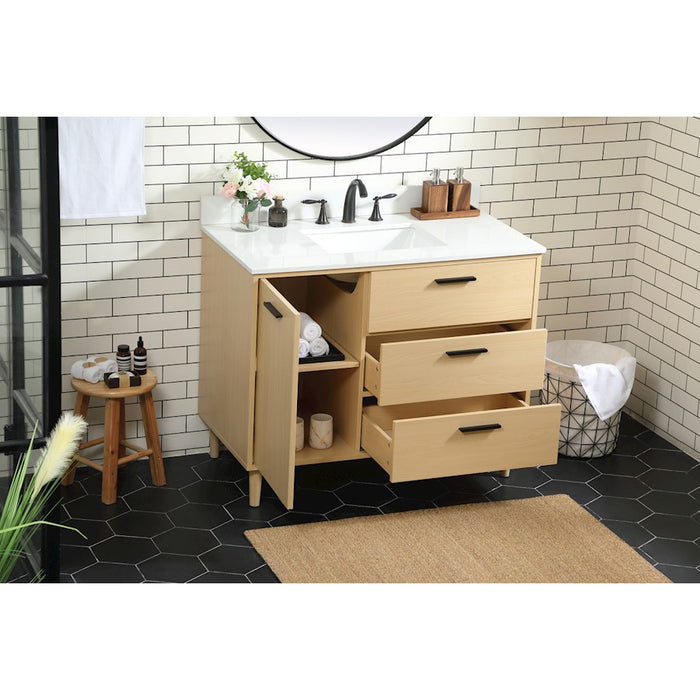 Elegant Baldwin 42" Bathroom Vanity, Maple/Backsplash