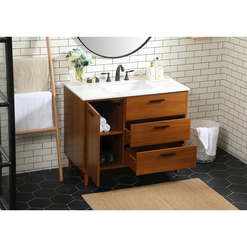 Elegant Kitchen/Bath Baldwin 42" Bathroom Vanity, Teak