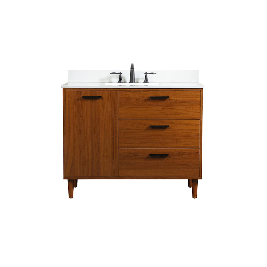 Elegant Baldwin 42" Bathroom Vanity, Teak/Backsplash - VF47042MTK-BS