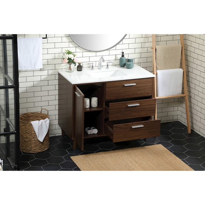Elegant Kitchen/Bath Baldwin 42" Bathroom Vanity, Walnut