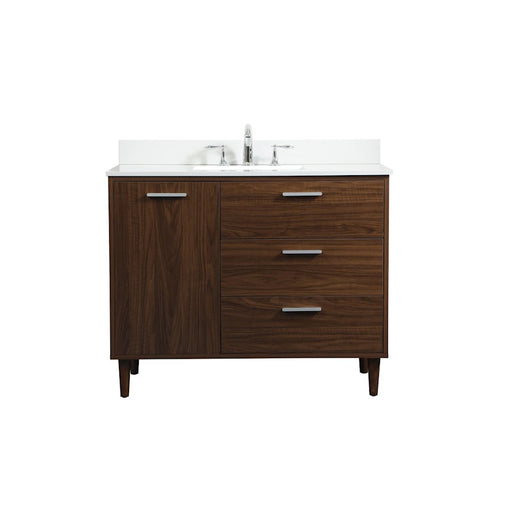 Elegant Baldwin 42" Bathroom Vanity, Walnut/Backsplash - VF47042MWT-BS