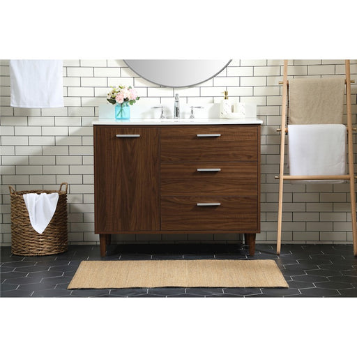 Elegant Baldwin 42" Bathroom Vanity, Walnut/Backsplash