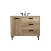 Elegant Kitchen/Bath Baldwin 42" Single Bathroom Vanity, Natural Oak - VF47042NT