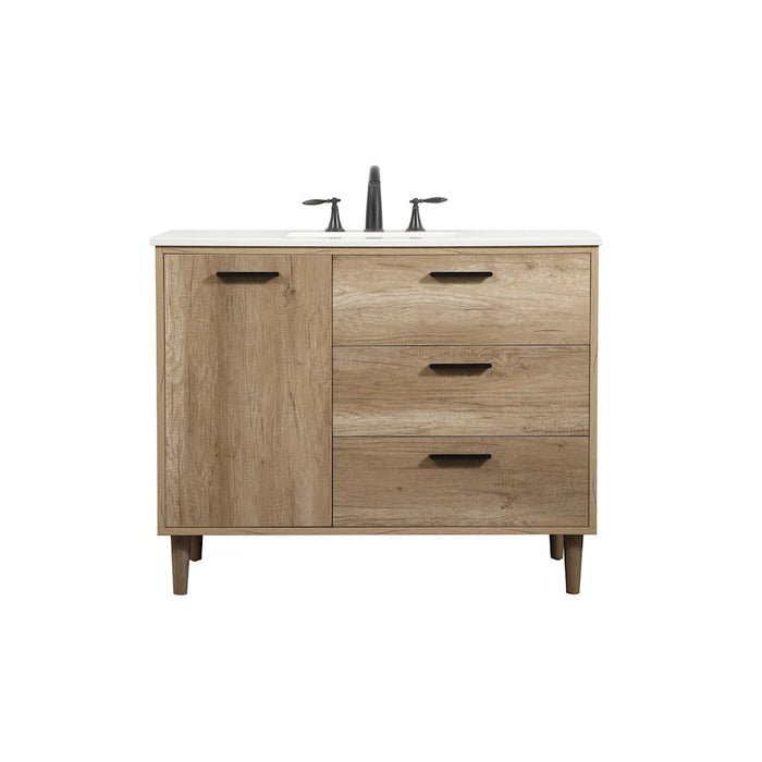 Elegant Kitchen/Bath Baldwin 42" Single Bathroom Vanity, Natural Oak - VF47042NT