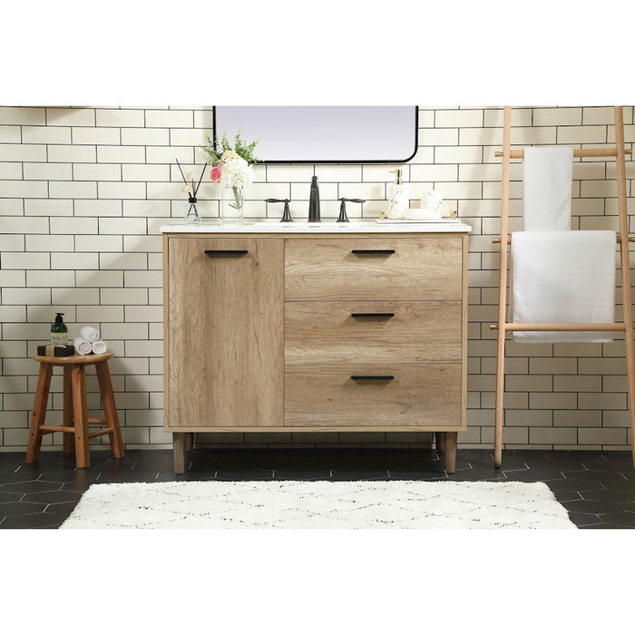 Elegant Kitchen/Bath Baldwin 42" Single Bathroom Vanity, Natural Oak