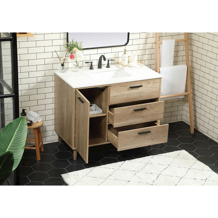 Elegant Kitchen/Bath Baldwin 42" Single Bathroom Vanity, Natural Oak