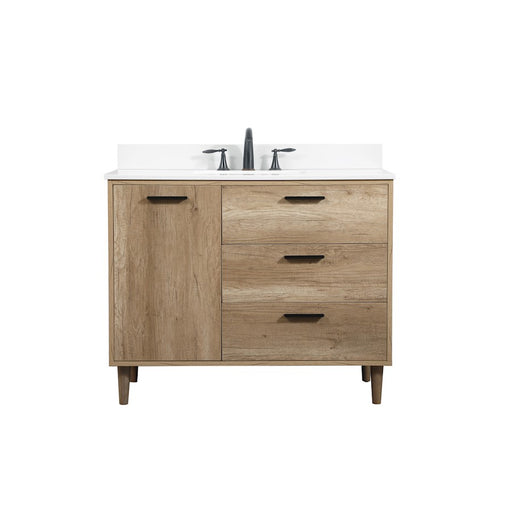 Elegant Baldwin 42" Single Vanity, Natural Oak/Backsplash - VF47042NT-BS