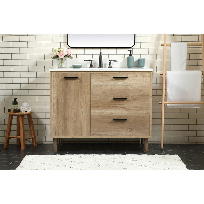 Elegant Baldwin 42" Single Vanity, Natural Oak/Backsplash