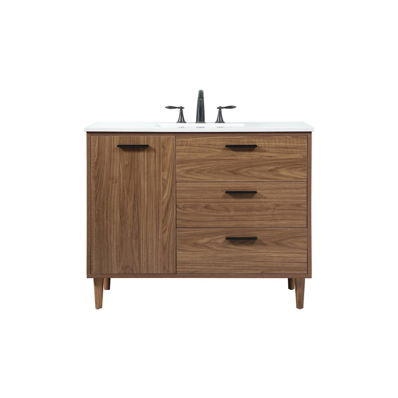 Elegant Baldwin 42" Single Bathroom Vanity, Walnut Brown - VF47042WB