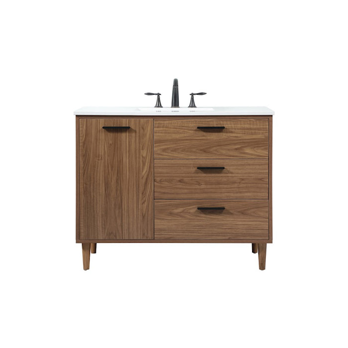 Elegant Baldwin 42" Single Bathroom Vanity, Walnut Brown - VF47042WB