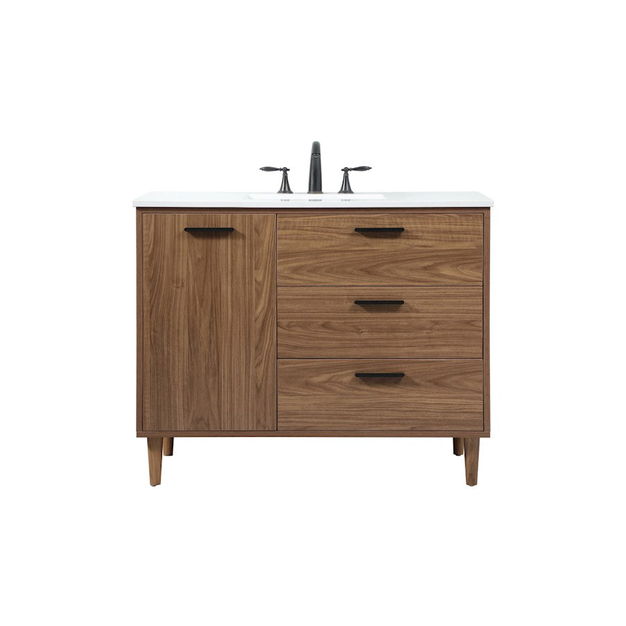 Elegant Baldwin 42" Single Bathroom Vanity, Walnut Brown - VF47042WB